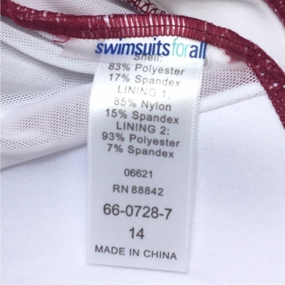 Swimsuits For All Pink Rose & White One Piece Swimsuit Size 14 - Picture 5 of 7